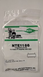 NTE1186 IC, TV Video IF Amplifier with AGC, 14-Lead DIP
