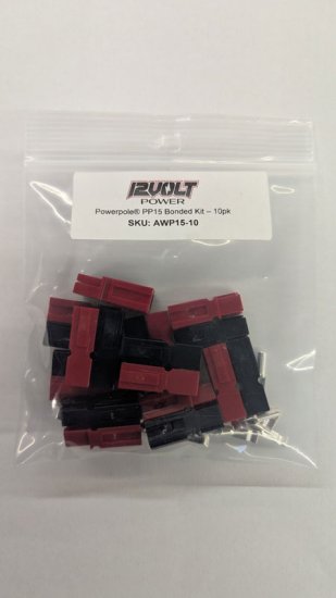 15 Amp Permanently Bonded Red/Black Anderson Powerpoles 10Pk