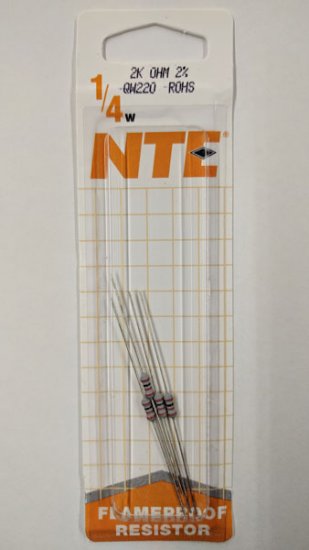 2.0K Ohm 0.25 Watt Metal Film Resistor (4Pk) 2% Tolerance