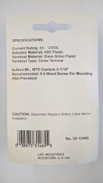 Automotive Horn Switch SPST Off-(On) 5Amp 12VDC