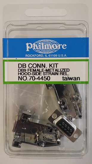 DB9 Female Connector Kit (Solder Type) Metalized Plastic Hood