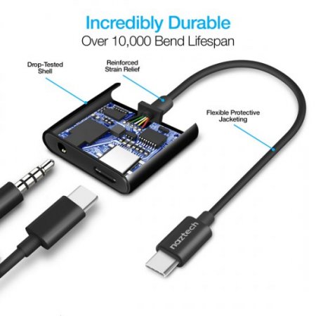 Naztech USB-C & 3.5mm Audio + Charge Adapter
