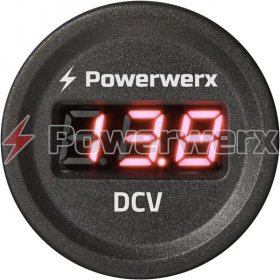 Powerwerx Panel Mount Digital Red Volt Meter for 12/24VDC