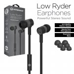 HyperGear Low Ryder Earphones with Mic - Black / Grey 3.5mm