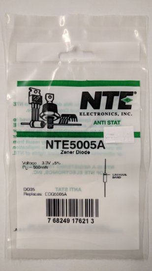 NTE5005A Zener Diode 3.3V 1/2W, DO35