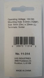 3mm Yellow LED in Recessed Chrome Bezel (12V)