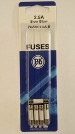 2.5 Amp (S505) Ceramic Fuse (5Pk) Slow Blow 5x20mm