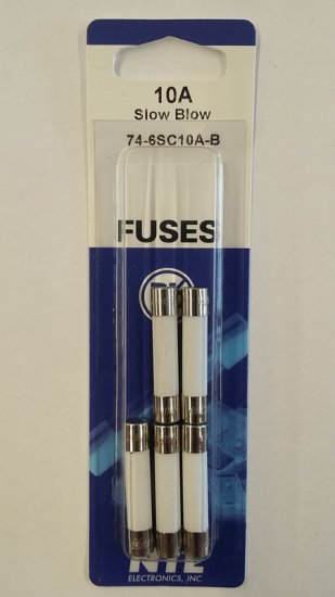 10 Amp (MDA) Ceramic Fuse (5Pk) Slow Blow 6x30mm