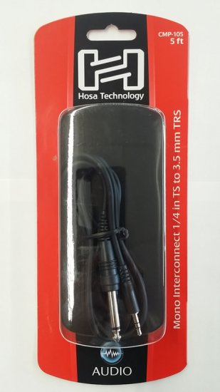 5Ft Mono Interconnect Cable 1/4in TS to 3.5mm TRS