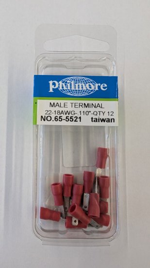 Quick Connect Male Insulated 22-18Awg 0.110" (12Pk) Red Vinyl