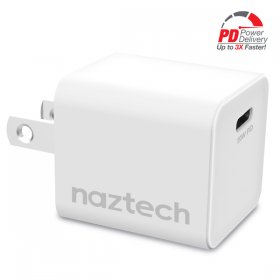 Naztech 20W USB-C PD Mini Fast Wall Charger - White