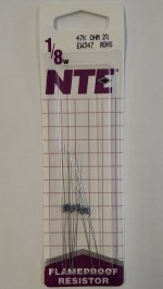 47K Ohm, 1/8W, 2% Metal Film Flameproof Resistor (6Pk)