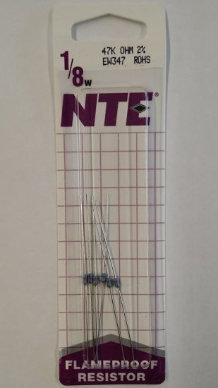 47K Ohm, 1/8W, 2% Metal Film Flameproof Resistor (6Pk)