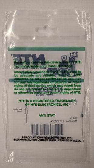 NTE5007A Zener Diode 3.9V 1/2W, DO35