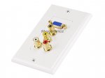 VGA, (3.5mm)1/8"Stereo, R+W RCA Decora Wall Plate (Gold Plated)