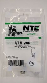 NTE1288 IC Audio Power Amplifier 10W for Car Radio 5-Lead TO-220