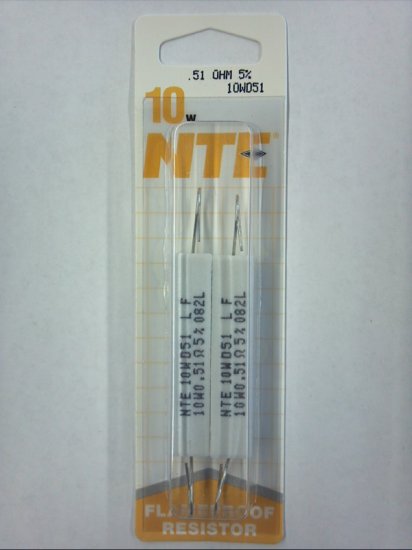 0.51 Ohm 10W Cerment Power Wirewound Resistor (2Pk) 5% Tolerance