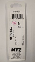 NTE5084A Zener Diode 30.0V 1W, DO-41/DO-15 (2Pk)