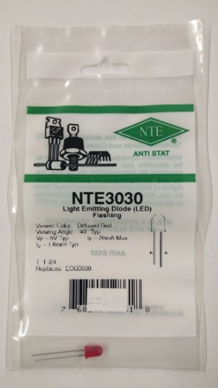 5mm Red Blinkind LED, Red Diffused Lens (1.6mcd) 3-10VDC