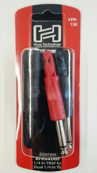 6" Stereo Breakout Cable 1/4in TRSF to Dual 1/4in TS