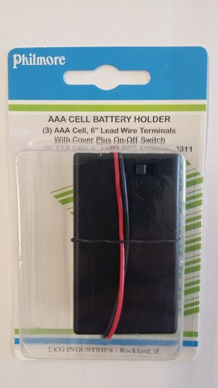 3 "AAA" Enclosed Battery Holder w/ On-Off Switch (6" Leads)