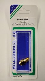 RP-SMA Jack to SMA Plug Adapter (Gold)