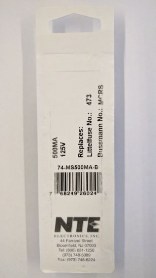 0.5A Slow Blow Pico/Micro Fuse (5Pk) 2.4x7mm