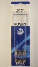 0.3 Amp (300mA) GMD Glass Fuse (5Pk) Slow Blow 5x20mm