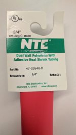 3/4" Red 48" Dual Wall 3:1 Polyolefin Heat Shrink w/Adhesive