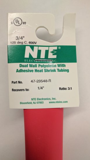3/4" Red 48" Dual Wall 3:1 Polyolefin Heat Shrink w/Adhesive