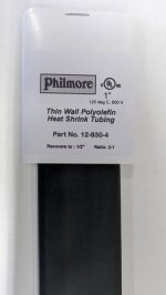 1" Black 48" Thin Wall 2:1 Polyolefin Heat Shrink Tubing