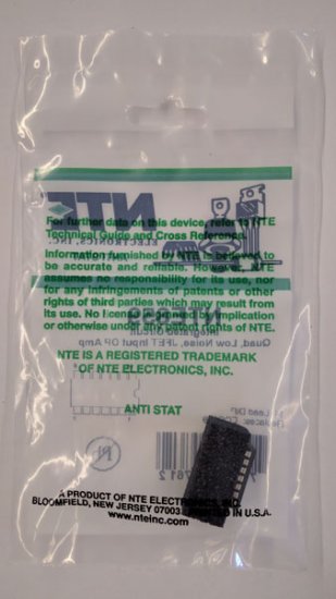 NTE859 IC, Quad, Low Noise, JFET Input Op-Amp, 14-Lead DIP