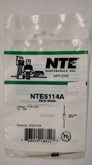 NTE5114A Zener Diode 4.3V 5W Axial Leaded