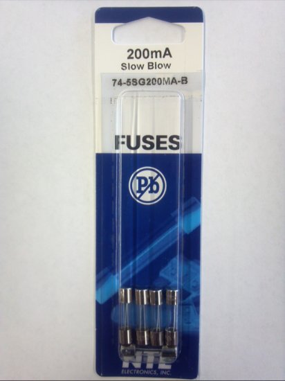 0.2 Amp (200mA) GMD Glass Fuse (5Pk) Slow Blow 5x20mm