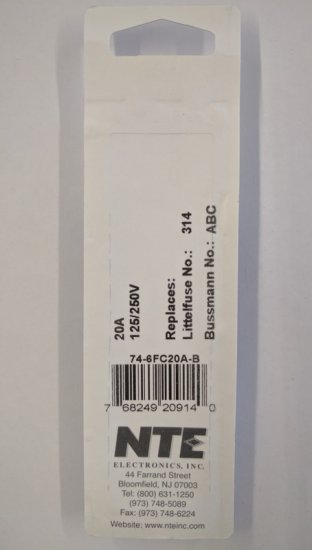 20 Amp (3AB) Ceramic Fuse (5Pk) Fast Acting 6x30mm