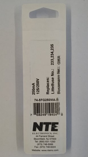 0.25 Amp (250mA) GMA Glass Fuse (5Pk) Fast Acting 5x20mm