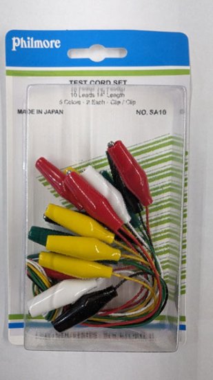 14inch Alligator Clip Leads, 5 Colors, 2 Each