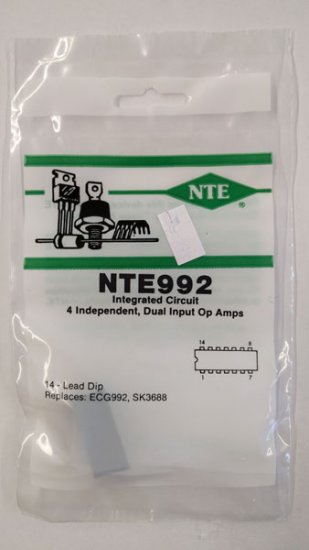 NTE992 IC, Quad, Single Supply Operational Amplifier 14-Lead DIP