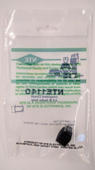 NTE1140 IC, Audio Power Amplifier, 2W, 8-Lead DIP w/Tab
