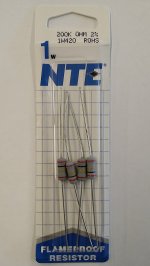 200K Ohm 1 Watt Metal Oxide Film Resistor (4Pk) 2% Tolerance