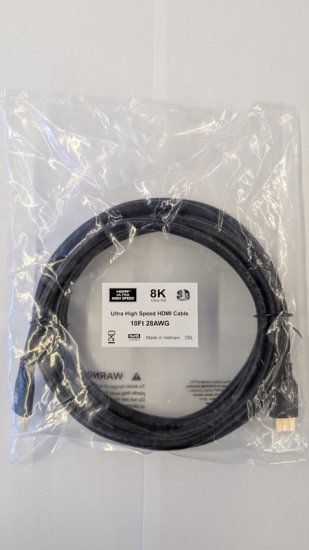 10Ft HDMI 2.1 Cable 8K/60Hz 28AWG 48Gbps (Ultra High Speed)