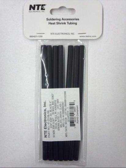 3/16" Black Heat Shrink Tubing 3:1 Ratio