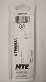 NTE5063A Zener Diode 2.7V 1W, DO-41/DO-15