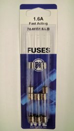 1.6 Amp (3AG) Glass Fuse (5Pk) Fast Acting 6x30mm