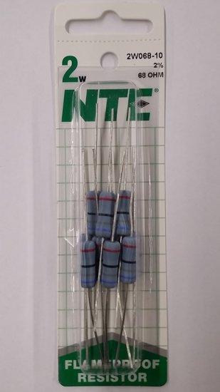68 Ohm 2 Watt Metal Oxide Film Resistor (10Pk) 2% Tolerance