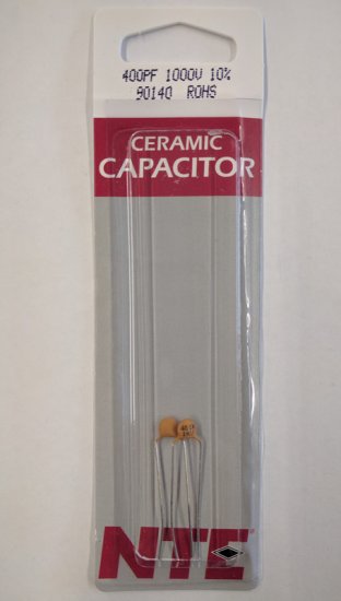 400pf/0.4nf/0.0004uf 1000V Ceramic Disc Capacitor (2Pk)