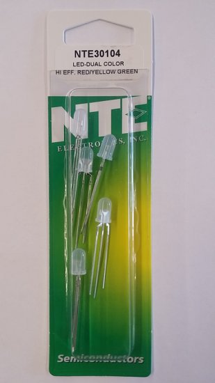 5mm Bi-Color Red+Yellow Green LED 60mcd (5Pk) Diffused Lens