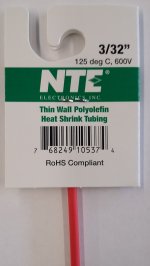 3/32" Red 48" Thin Wall 2:1 Polyolefin Heat Shrink Tubing
