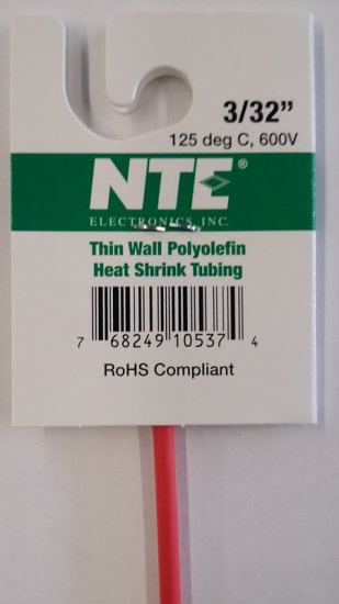 3/32" Red 48" Thin Wall 2:1 Polyolefin Heat Shrink Tubing
