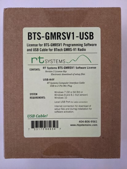 BTS-GMRSV1-USB Programming Software/USB-K4Y Cable Btech GMRS-V1